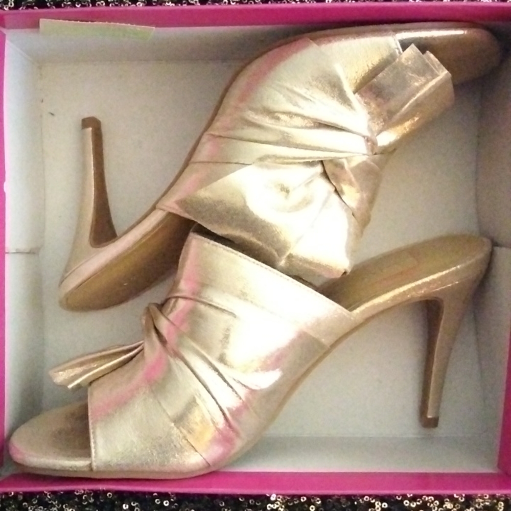 Gold Metallic Slip On High Heels